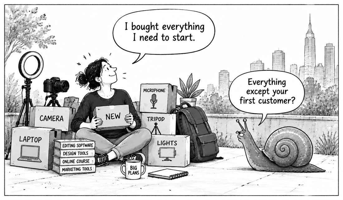 Student buying tools for a business idea before getting the first customer