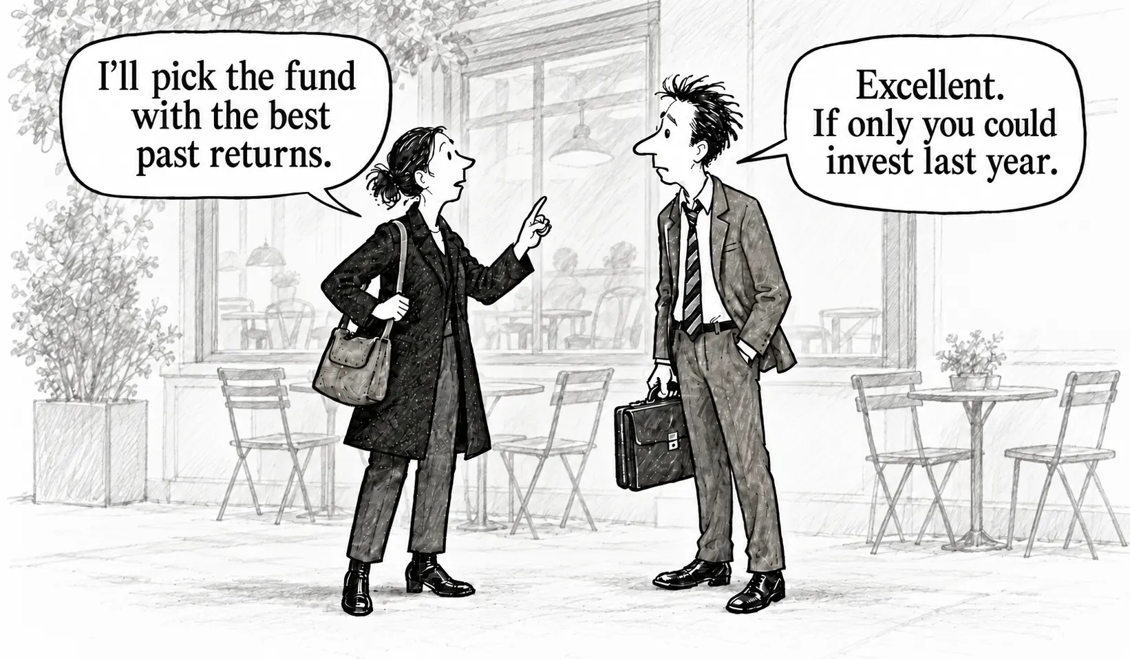 Two investors discuss why choosing an index fund solely on past returns can be misleading.