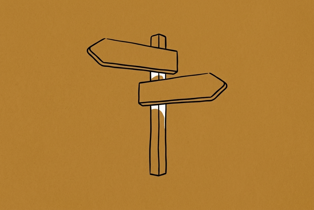 Line illustration of a balance scale with two equal pans, cover art for an article comparing Webflow vs Squarespace for design studios