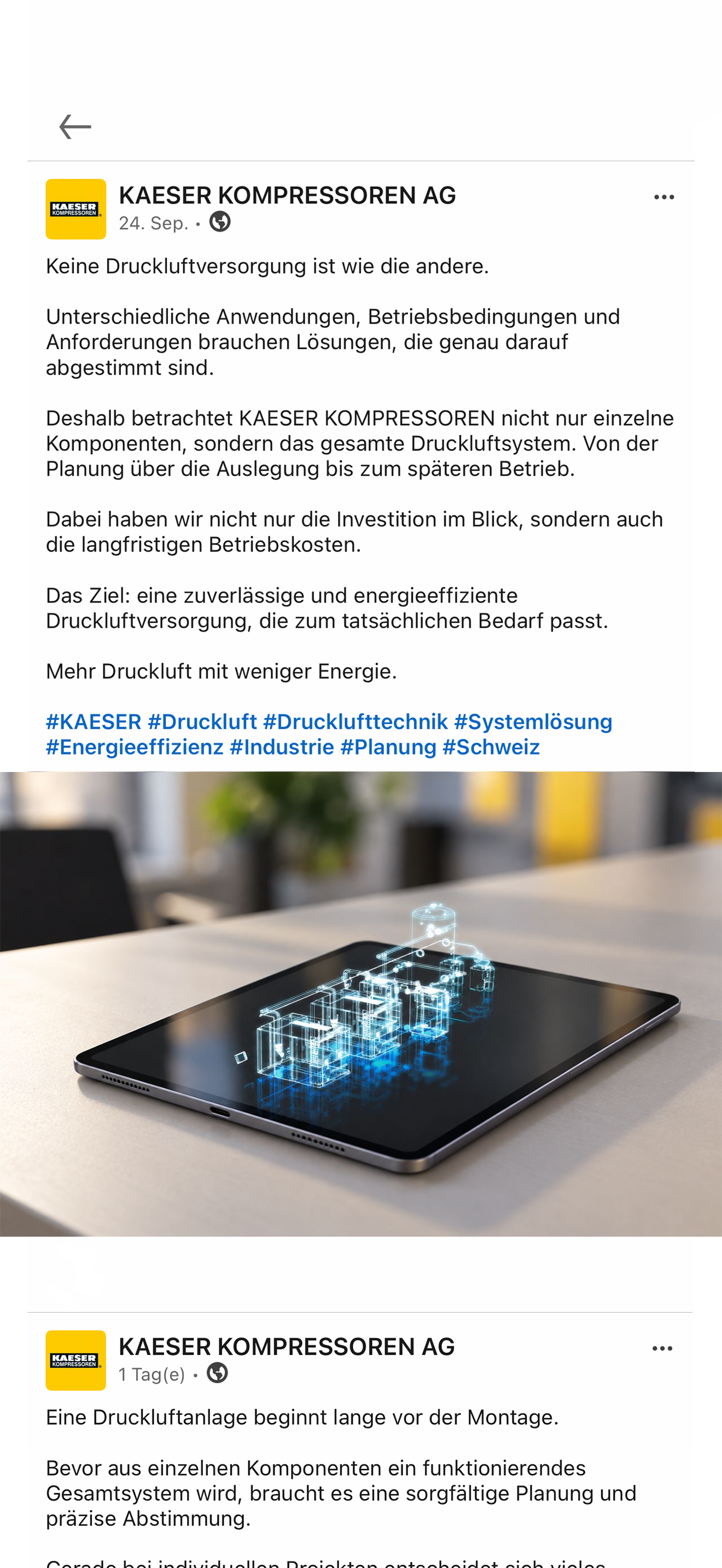 KAESER Schweiz Social Media