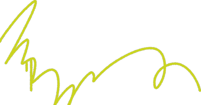 Yellow squiggle line art graphic.