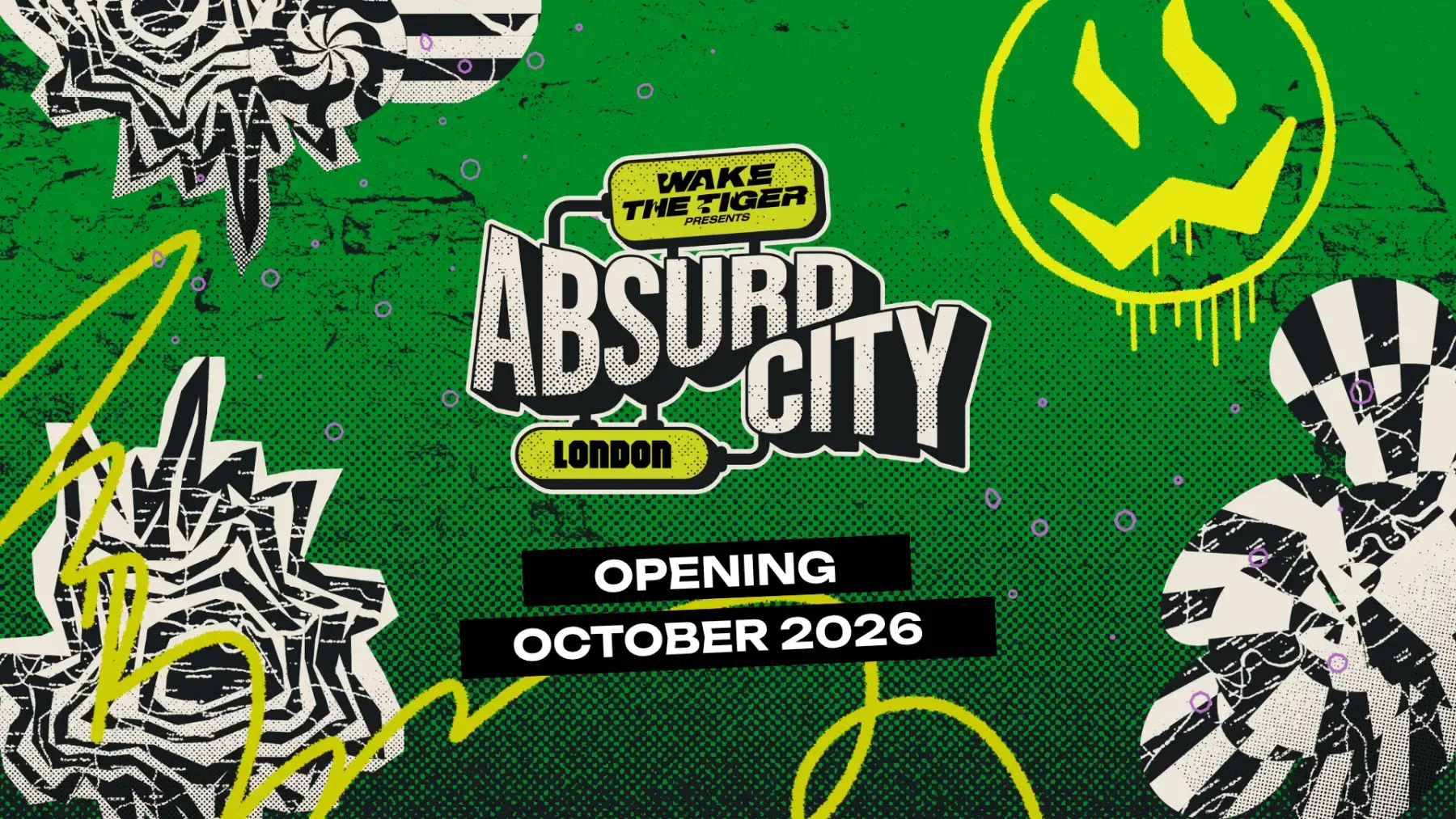 Absurd City homepage hero visual.