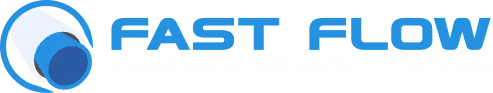Fast Flow logo with blue and gray circular design and text in blue and black