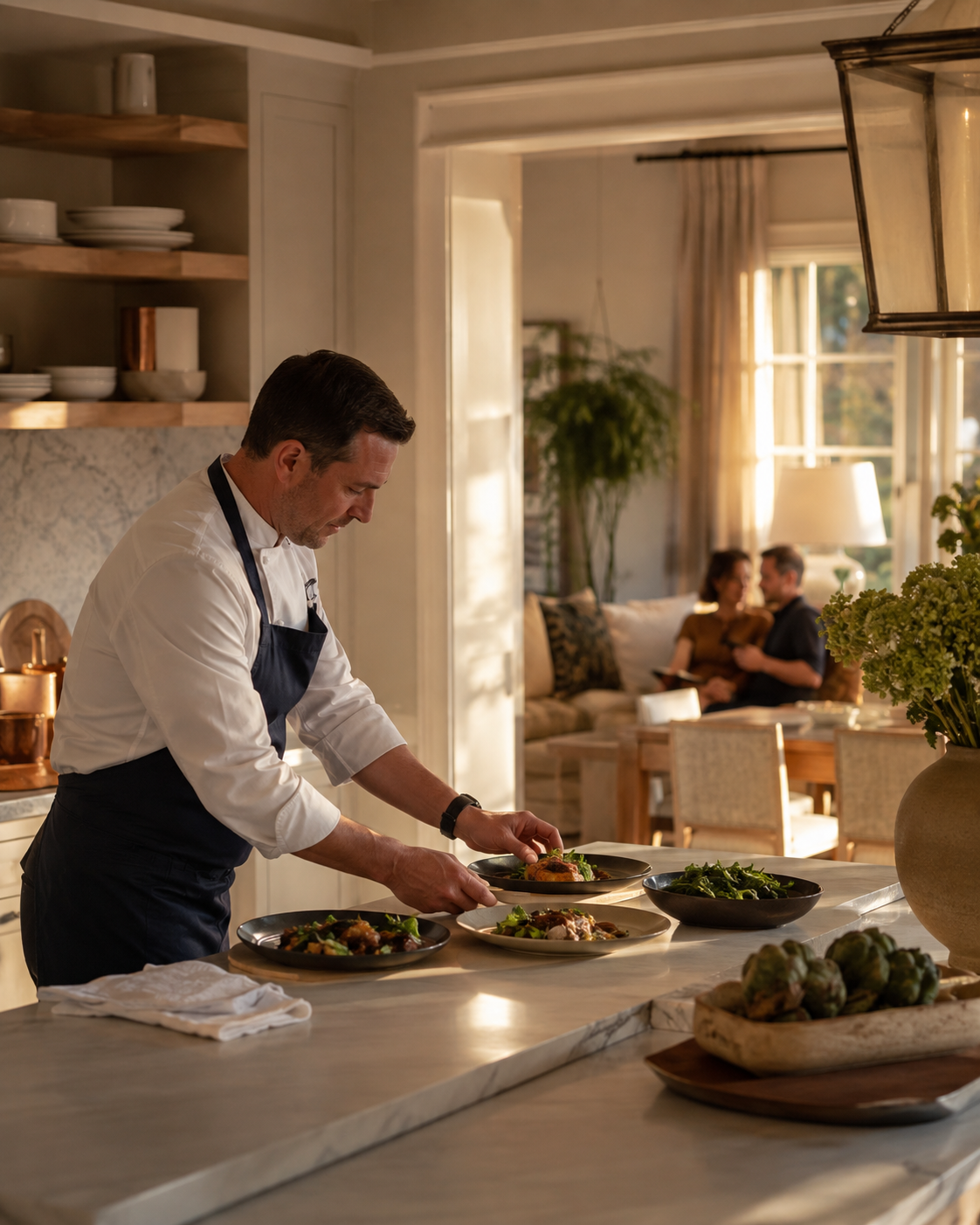 A Perfect Fit chef preparing fresh ingredients in a client’s home kitchen
