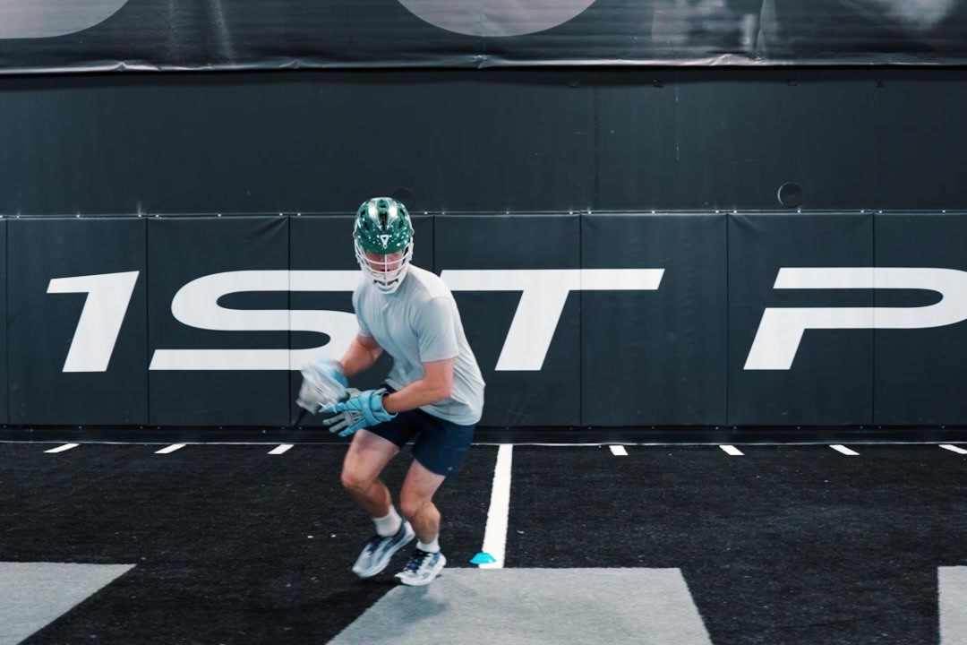 A Perfect Fit athlete training in lacrosse gear at 1st Phorm