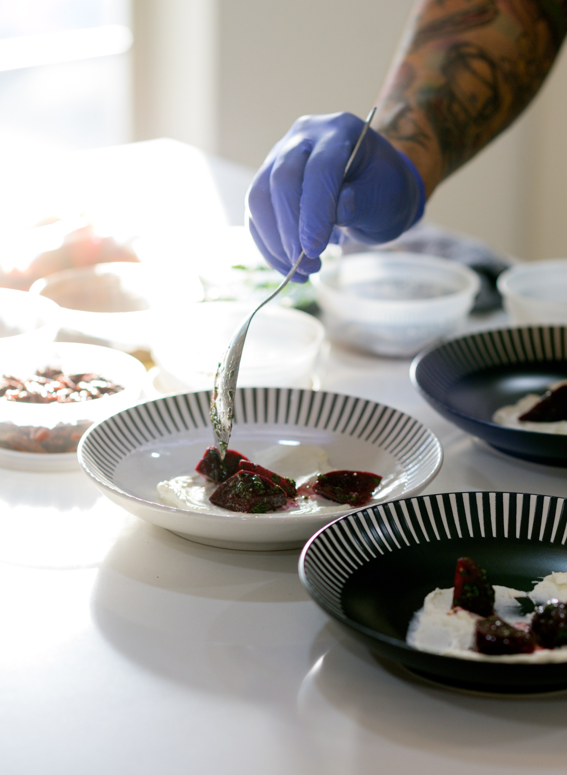 Your chef plating a beet course