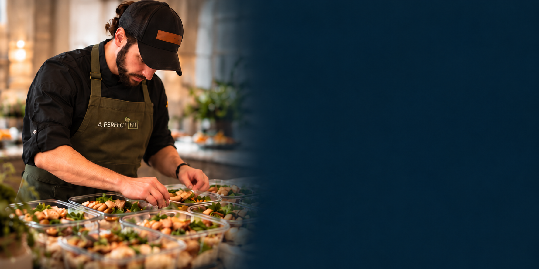 Your chef arranging freshly prepared meals