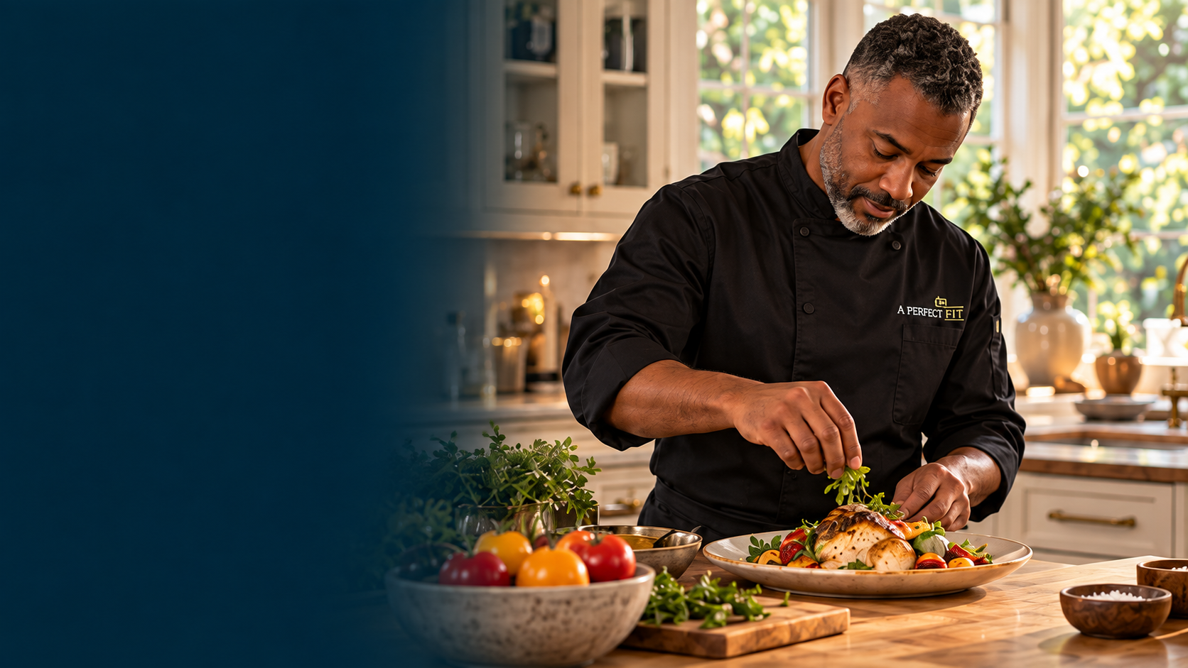 Private chef plating a seasonal meal in a Nashville home
