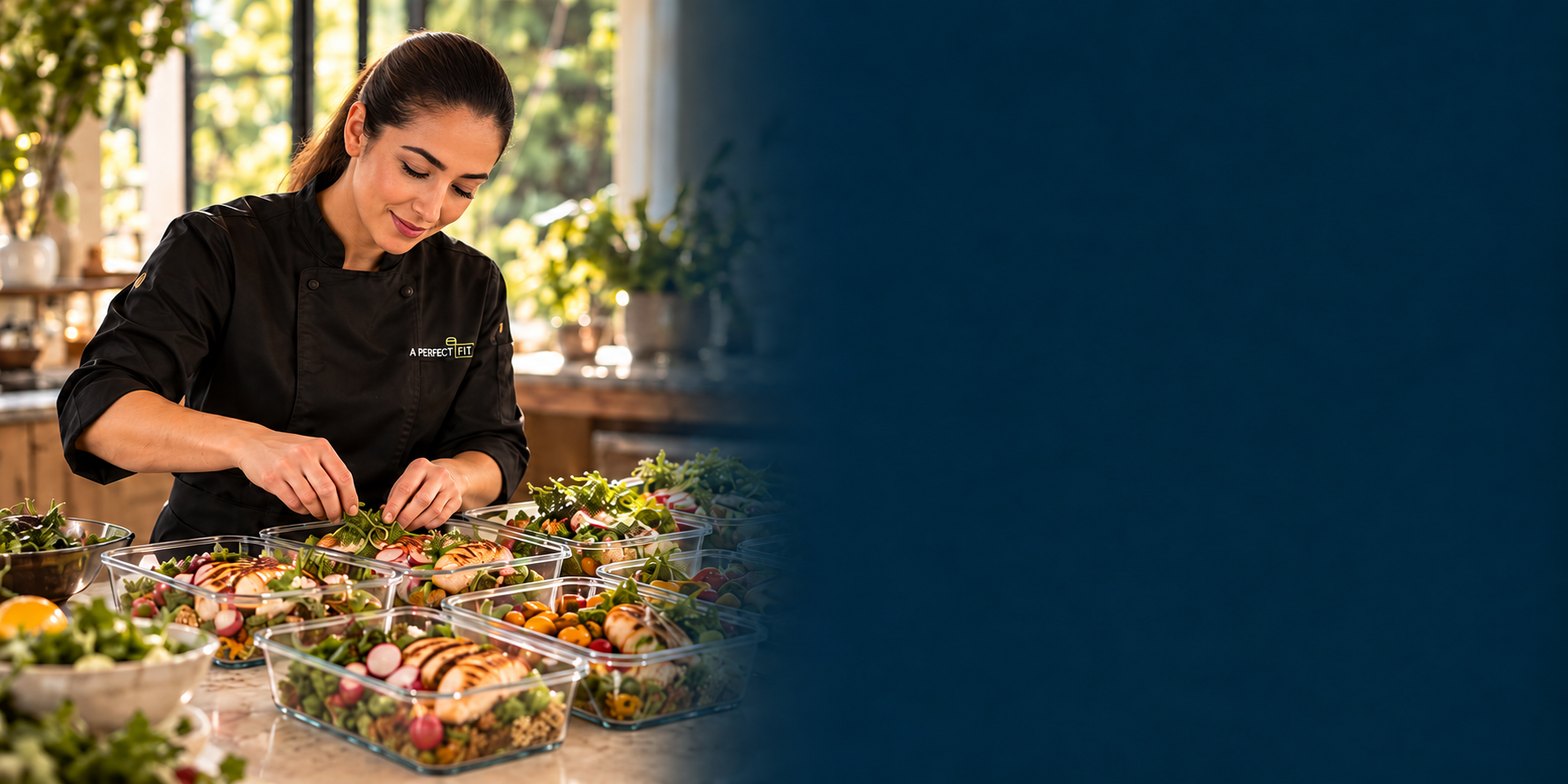 Your chef arranging freshly prepared meals