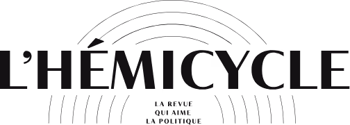 Logo noir avec texte flou difficile à lire sur fond noir.