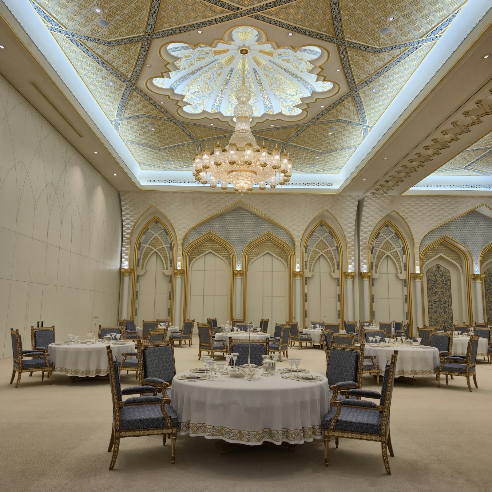 Elegant gala dinner ballroom set up for a Ray Event Management corporate event