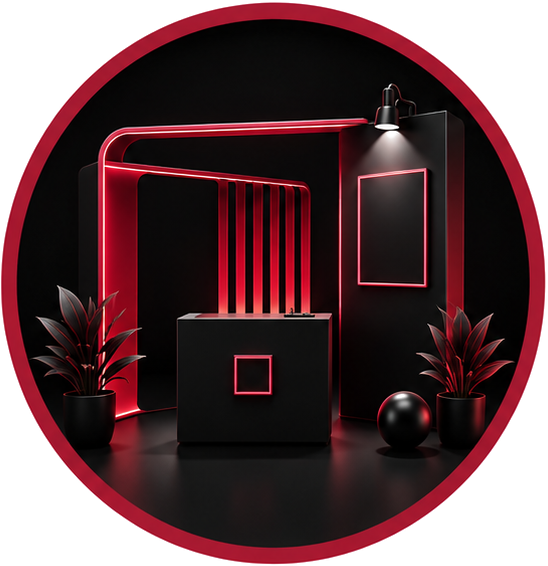 Brand activation booth with neon lighting