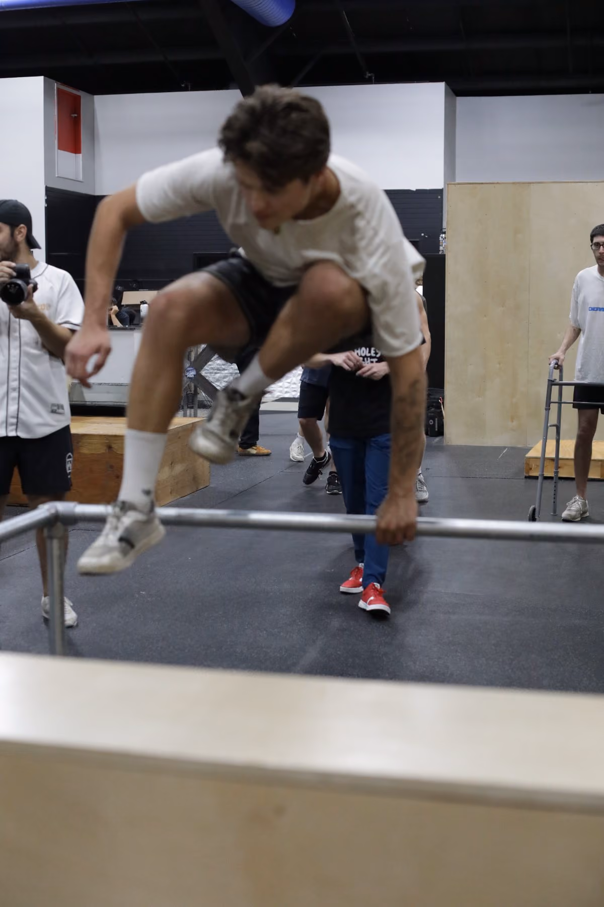 Parkour training area with obstacles at HUB Parkour Sudbury.