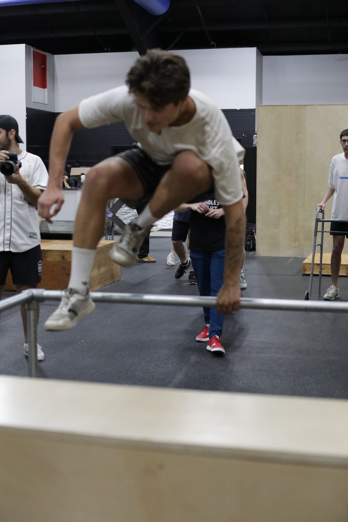 Parkour training area with obstacles at HUB Parkour Sudbury.