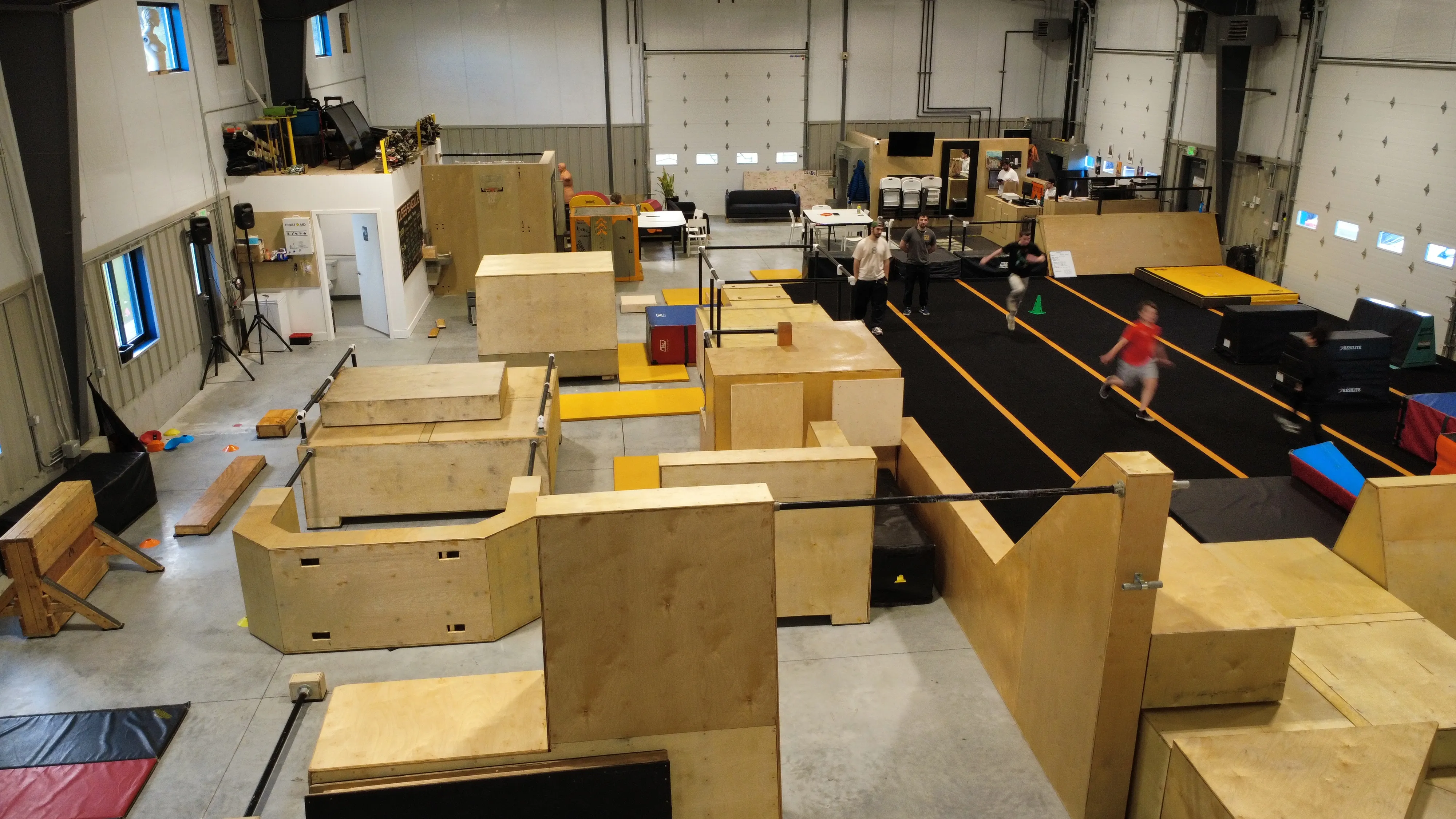 Indoor parkour obstacles and training space at HUB Parkour Norfolk