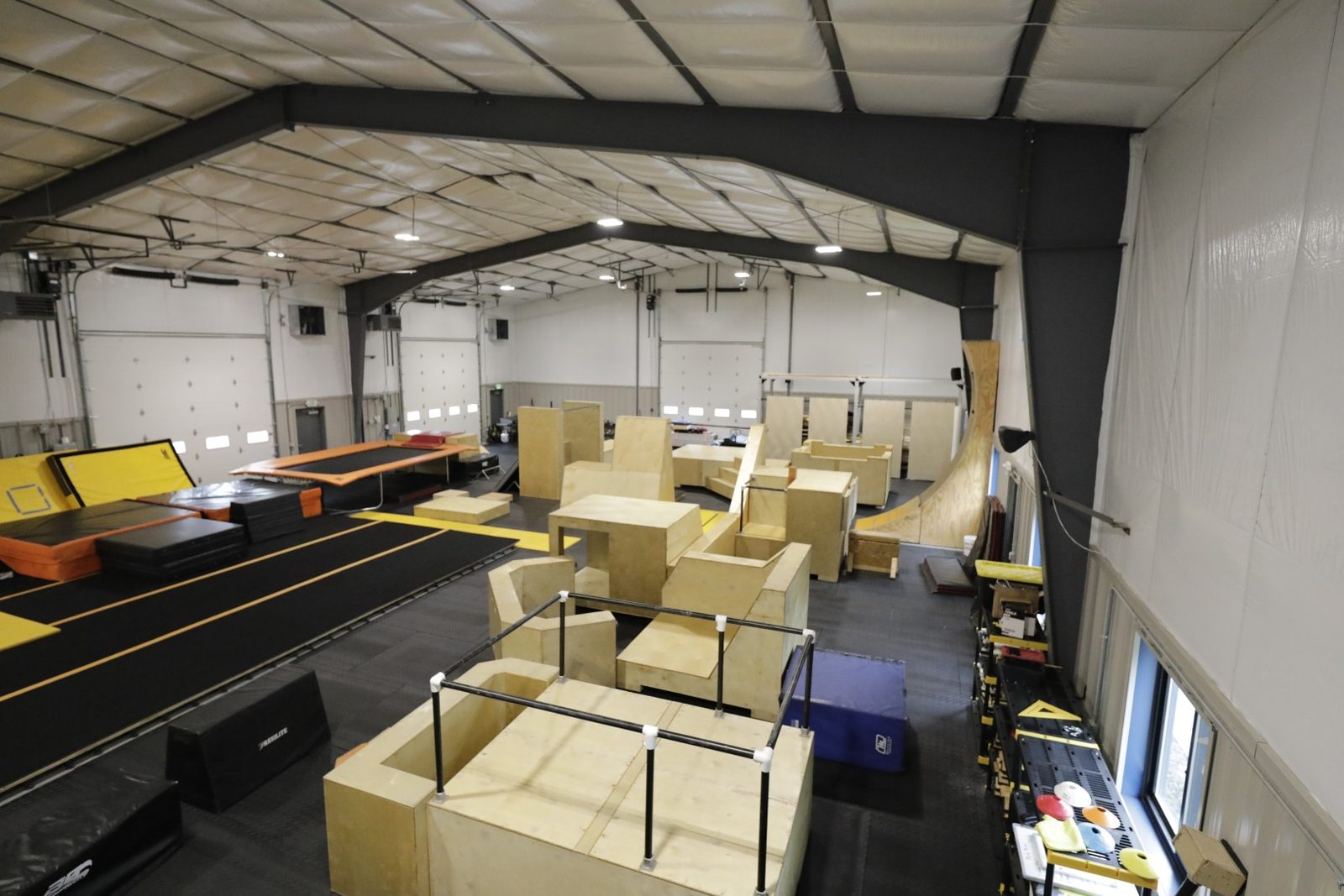 Wooden obstacles and the spring floor lane at HUB Norfolk