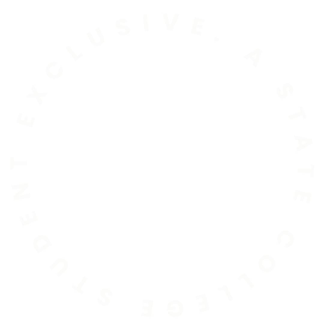 Circular text reading 'EXCLUSIVE, A CRAFT COUNCIL FOOTPRINT' in light font on a white background.