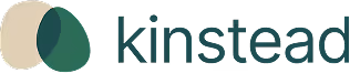 Kinstead logo with two overlapping leaves, one cream and one dark green, beside the text Kinstead.