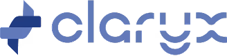 Claryx company logo with abstract geometric icon to the left of the text.