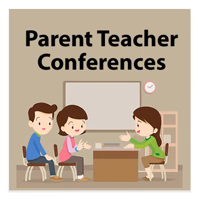 Parent teacher conference illustration with parents and teacher meeting