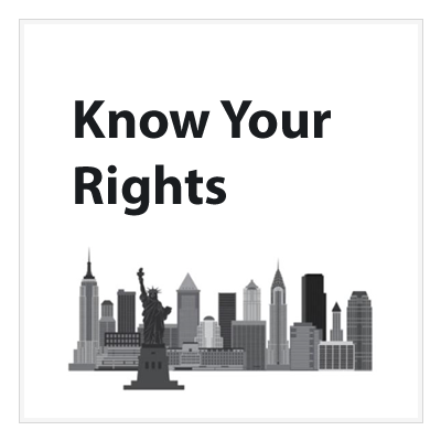 Know Your Rights resource link with New York City skyline