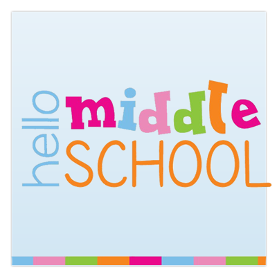 Colorful Hello Middle School graphic for transition resources
