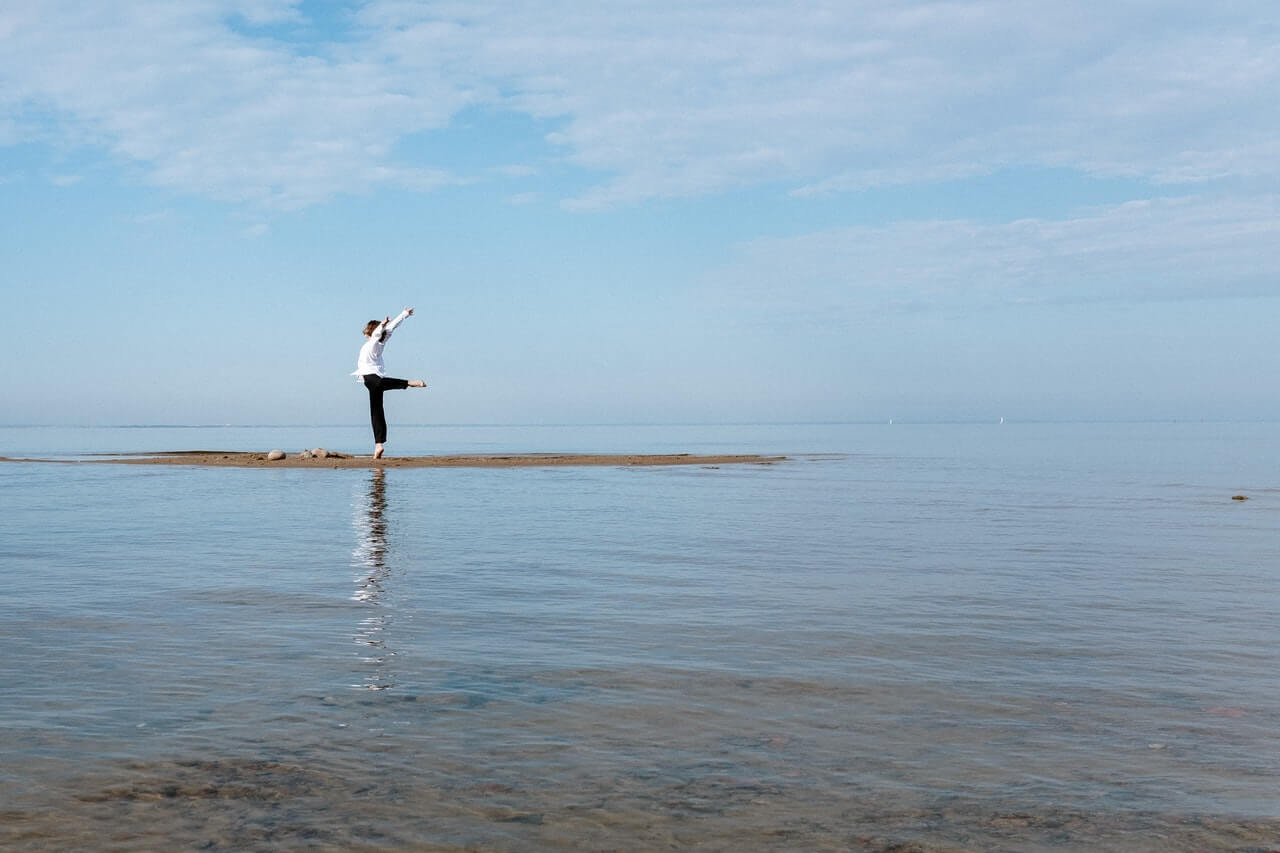 Morning movement at the beach.
