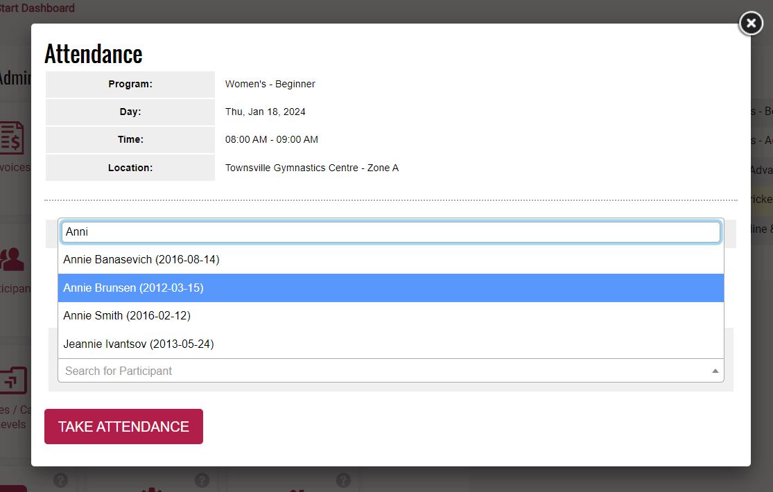 How to easily add a guest gymnast into your gymnastics attendance tracker.