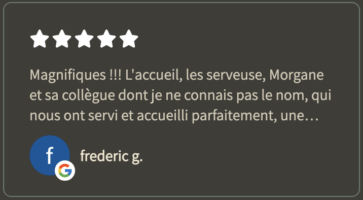 Magnifiques !!! L'accueil, les serveuses, Morgane et sa collègue dont je ne connais pas le nom, qui nous ont servis et accueillis parfaitement.