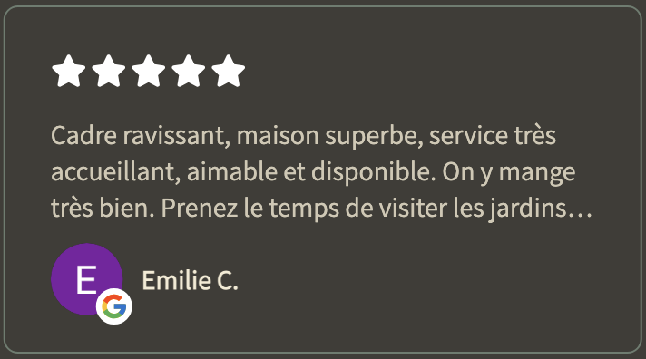 Cadre ravissant, maison superbe, service très accueillant, aimable et disponible. On y mange très bien.