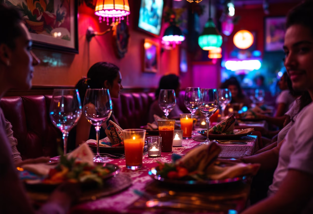 image of vibrant dining space (for a mexican restaurant)
