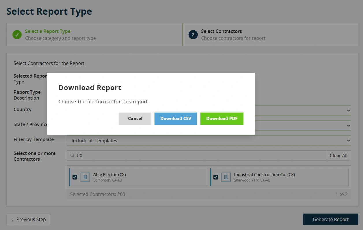 ContractorXchange reporting and analytics view