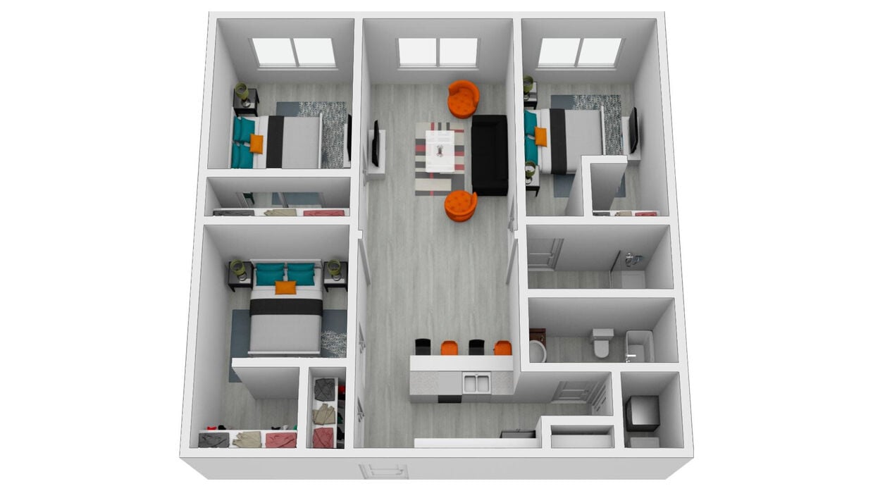 3 Bed, 2 Bath (1338-1344 SF)