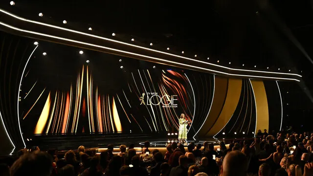 Audience faces the gold-and-black TV Week Logies stage.