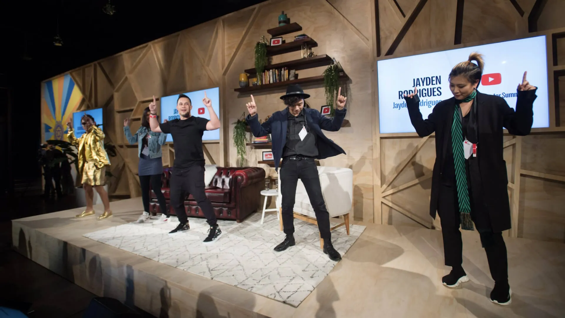 Guests participate in an activity on the YouTube Creator Summit stage.