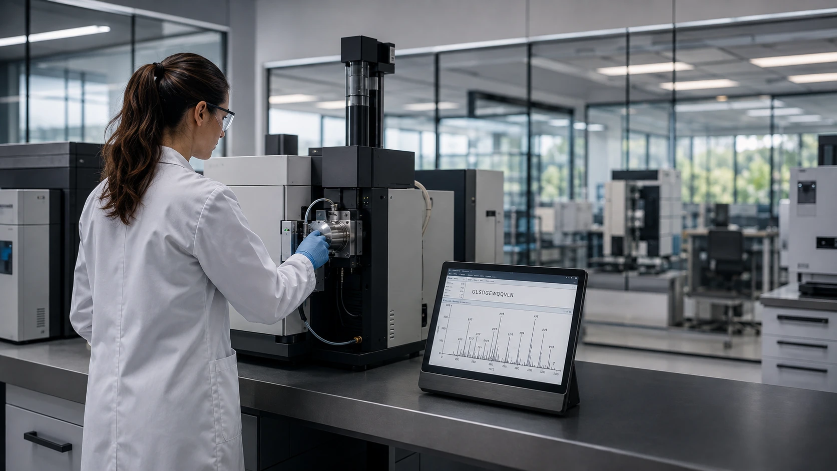 Laboratory mass spectrometry analysis used to confirm peptide identity