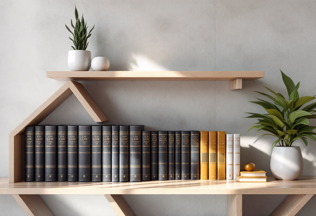 image of bookshelves with legal books