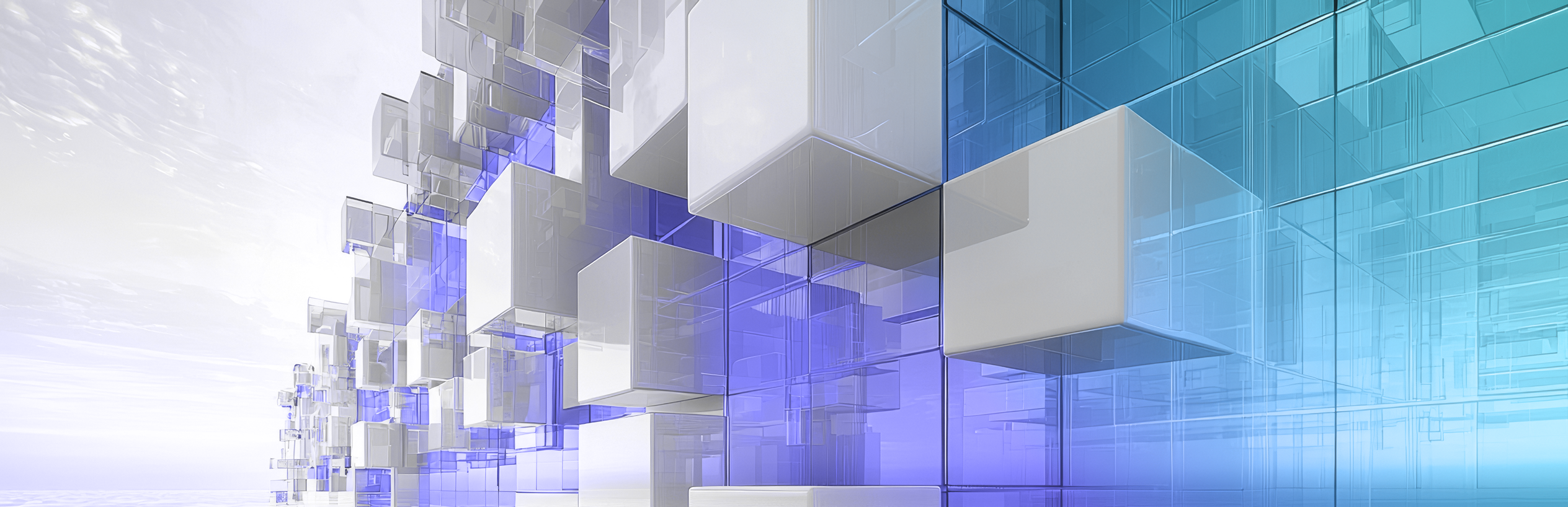 A network of individual specialists represented by blue glass forms