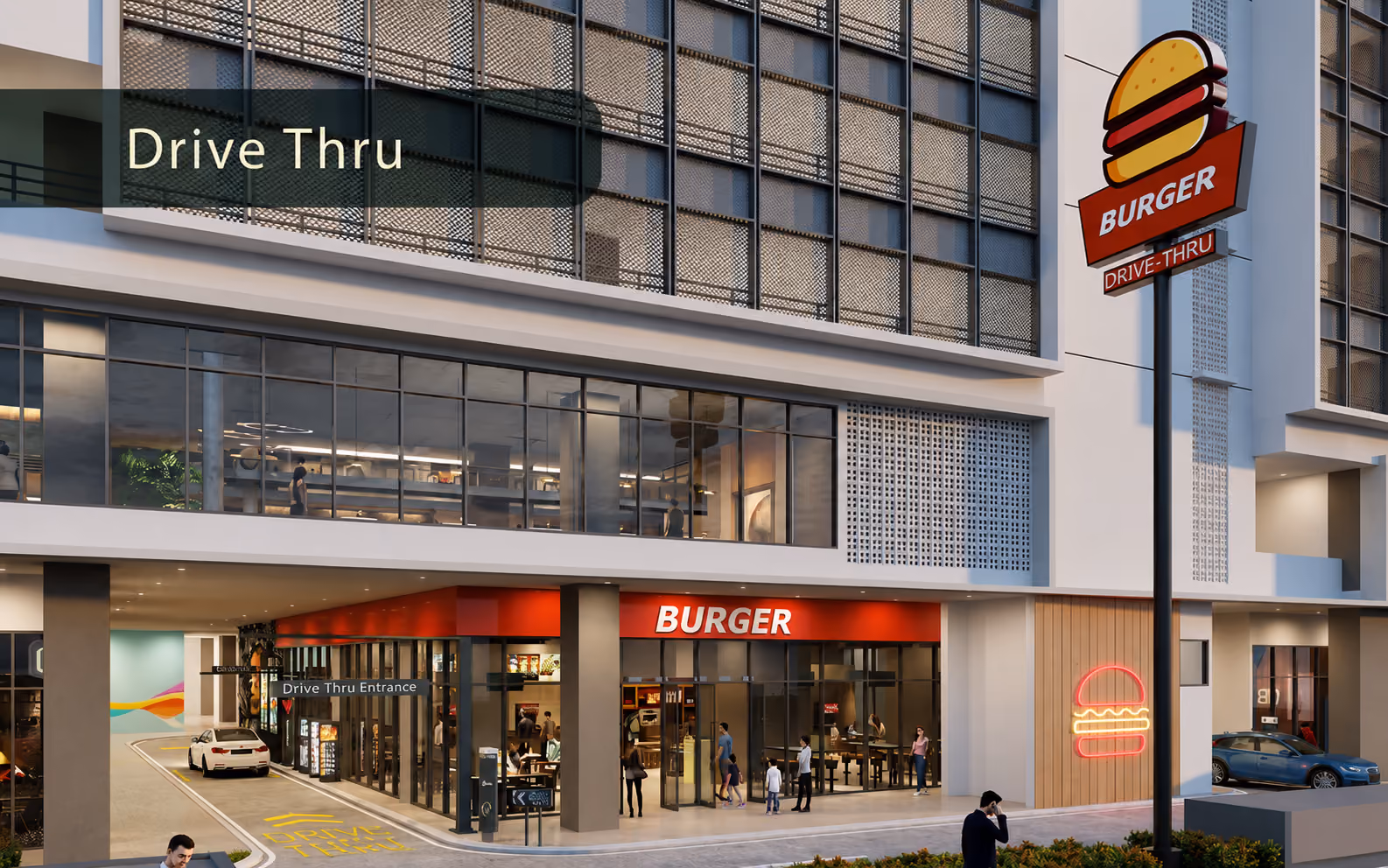 PV22 Residences retail shoplot facility with drive-thru dining