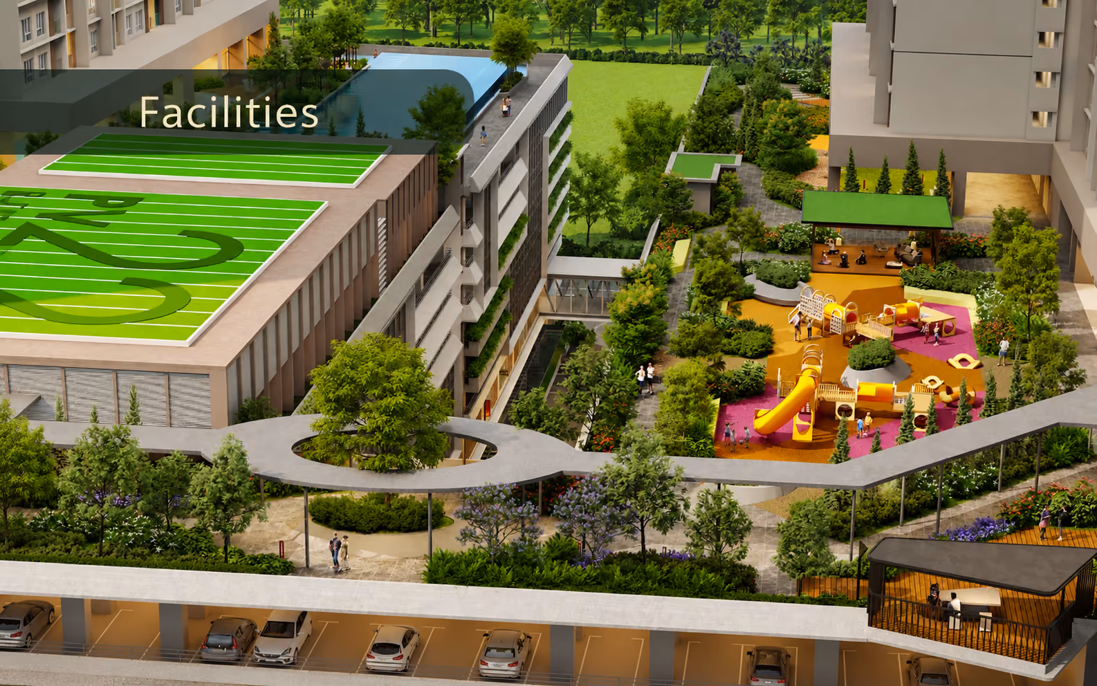 PV22 Residences rooftop playground and landscaped facility deck