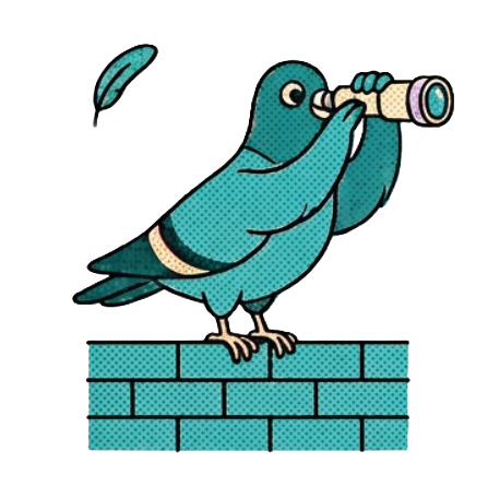 Pidgy pigeon peeking over the edge of the waitlist card