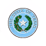 Seal of the State of Texas featuring a white star, olive and live oak branches on blue background.