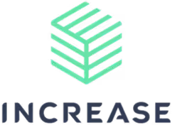 Increase logo with a green abstract cube above the word INCREASE.
