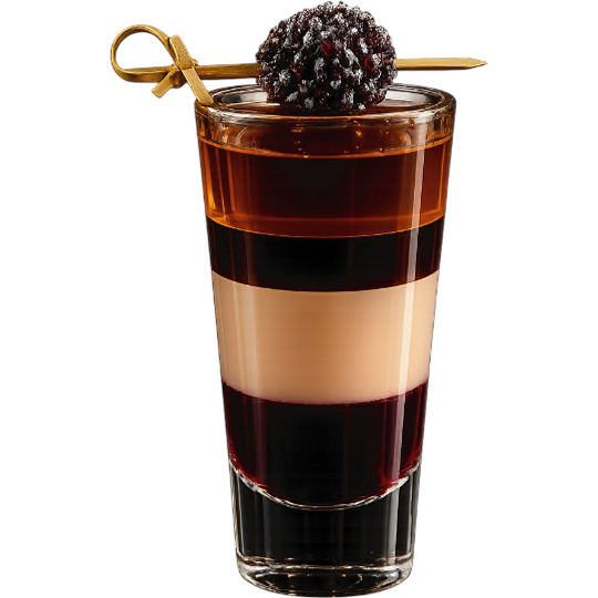 Mini Black Forest shot with cherry, cream and herbal flavors at ANTARES Lounge