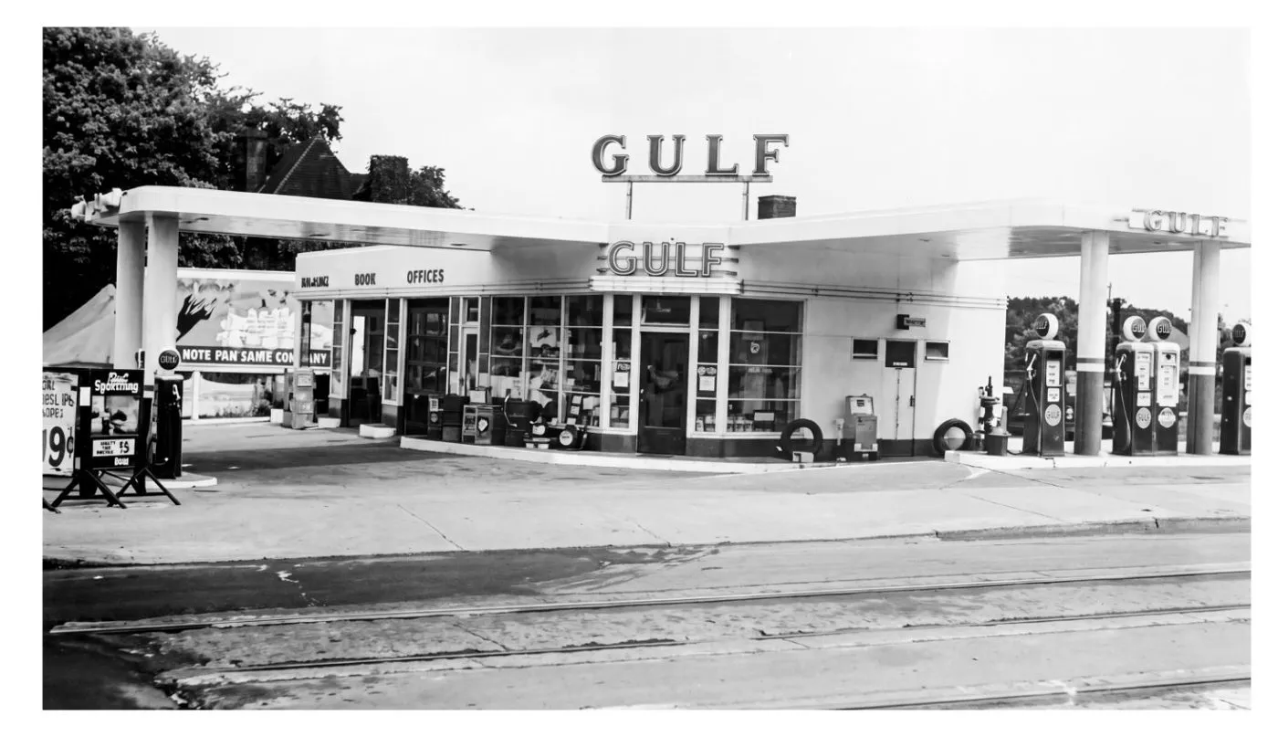 Gulf service station on Main Street