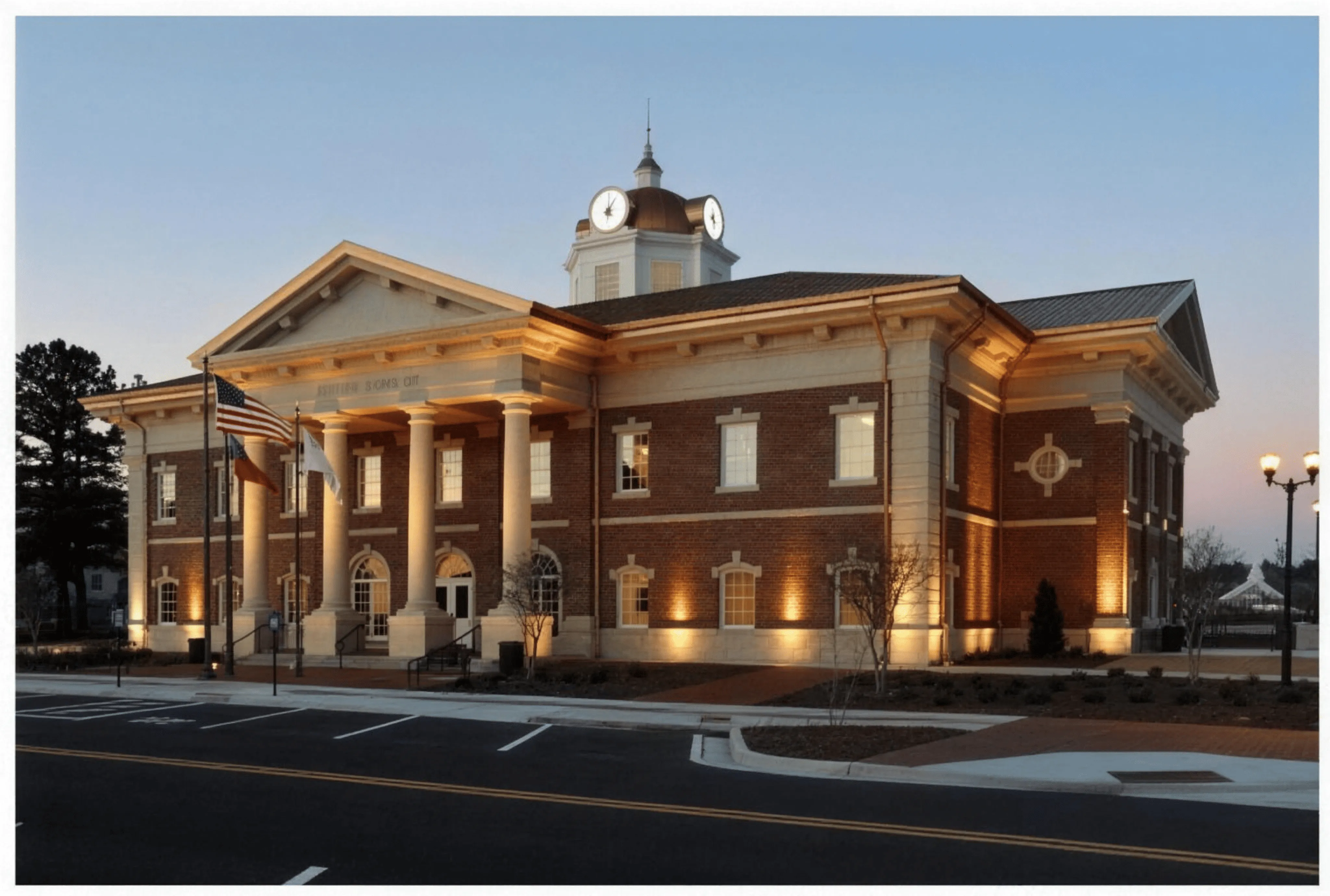 Sugar Hill City Hall at dusk