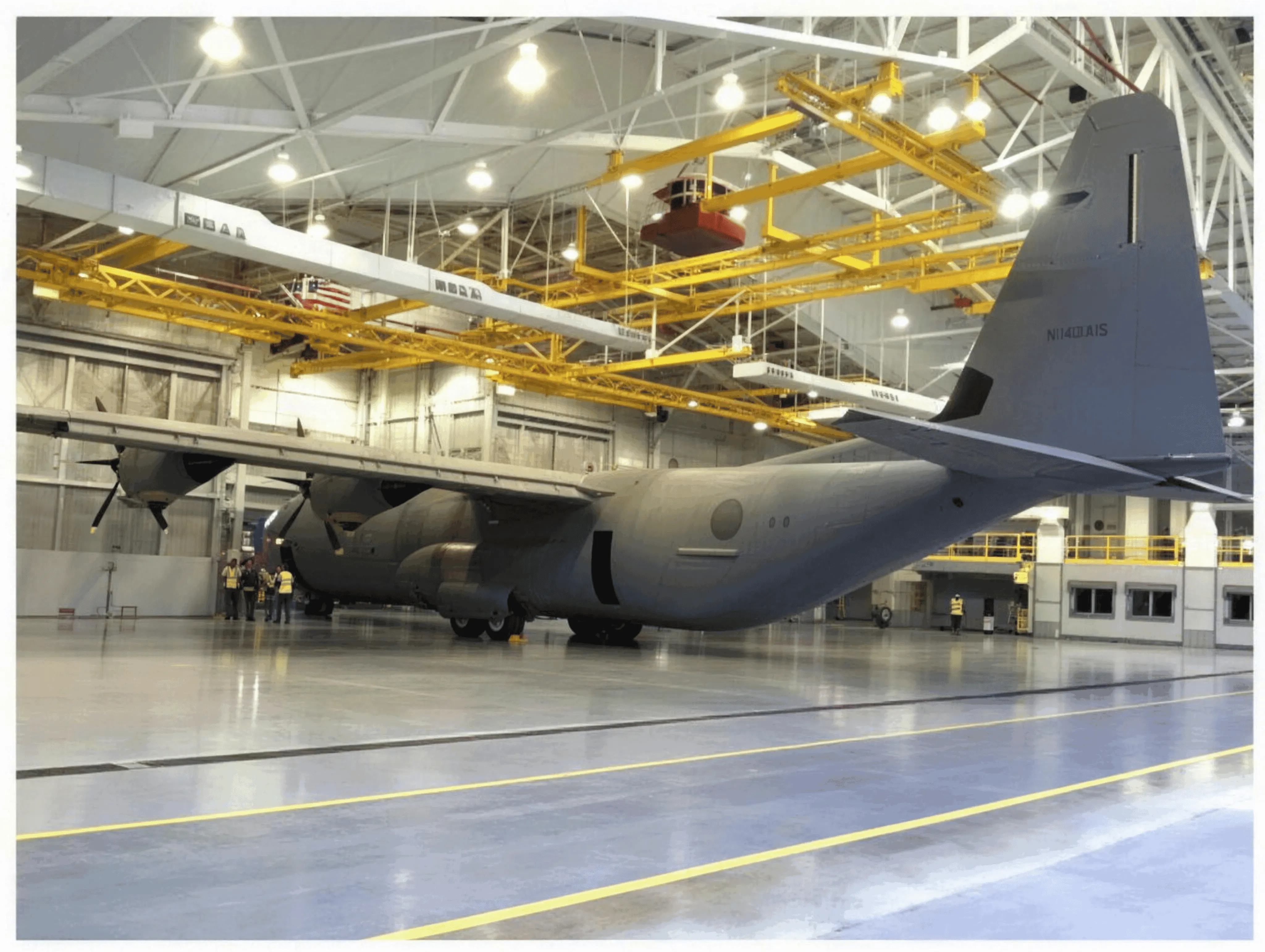 Aircraft inside a Lockheed Martin hangar