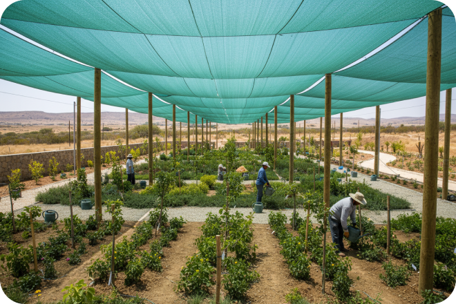 For walkways, sitting areas, temporary roofs and open work areas.