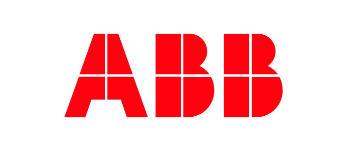 Red ABB logo with stylized bold letters on a black background.