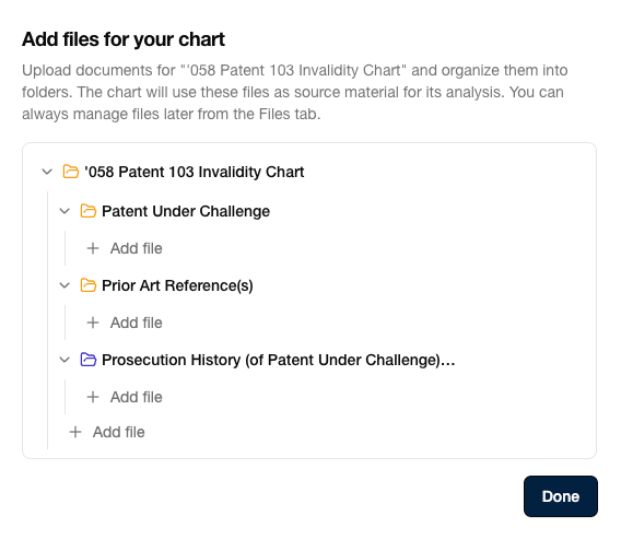 Empty invalidity analysis table with columns for claim element, support, claim construction, and references